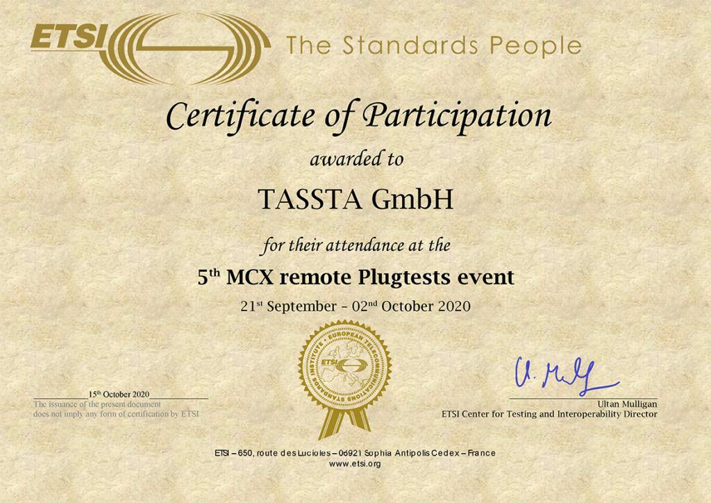 5th MCPTT plugtests TASSTA