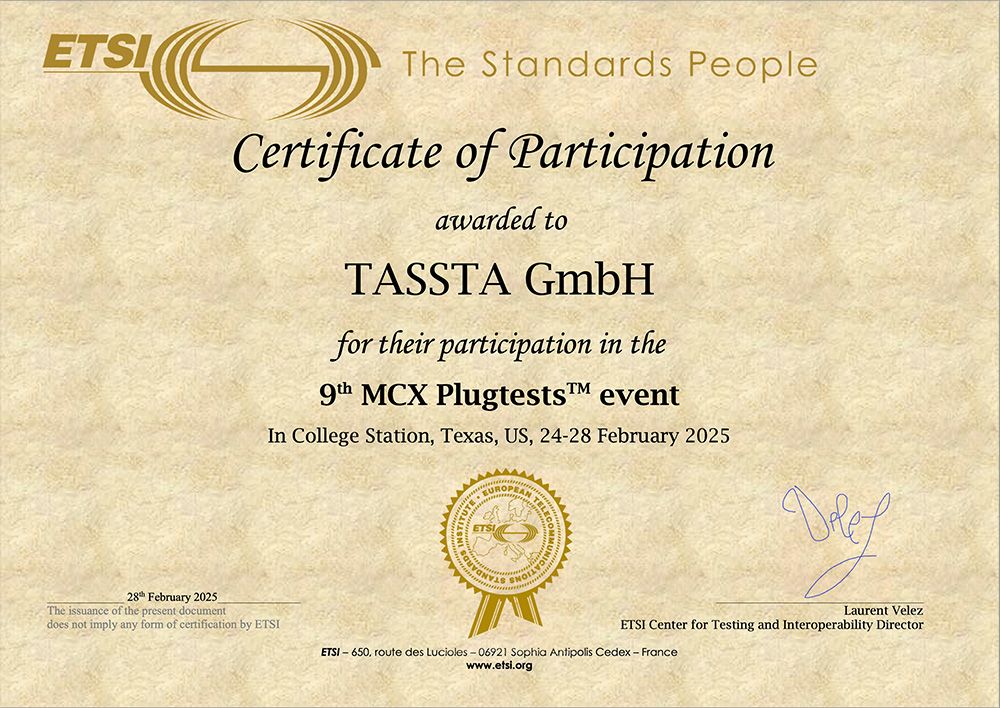 9th MCPTT plugtests TASSTA