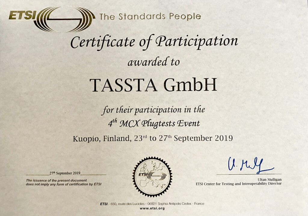4th MCPTT plugtests TASSTA