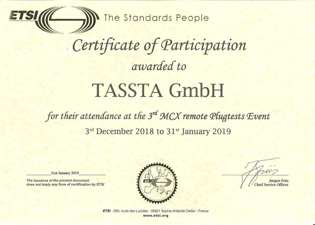 3rd MCPTT plugtests TASSTA
