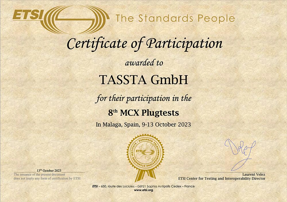 8th MCPTT plugtests TASSTA