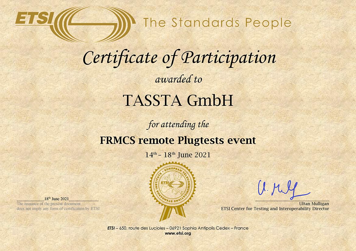 FRMCS  plugtests TASSTA